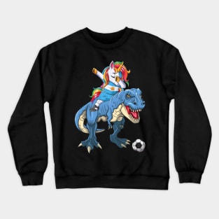 Dabbing Unicorn Dino T-Rex Flag Soccer Lovers Crewneck Sweatshirt